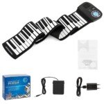 Nešiojamas 88 klavišų ritinėjamas pianinas su MIDI ir „Bluetooth“ (Juoda)