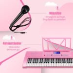 Elektroninis pianinas su 61 klavišu ir mikrofonu (Rožinė)
