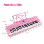 Elektroninis pianinas su 61 klavišu ir mikrofonu (Rožinė)