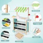 Medinis žaislinis ledų vežimėlis su priedais (Žalia)