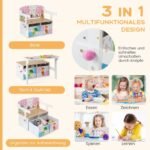 Transformuojamas vaikiškas stalas su kėde ir daiktadėžėmis (Balta)