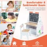 Vaikiškas rašomasis stalas su dvipuse lenta ir knygų lentyna (Balta)