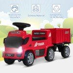 Elektrinis vaikiškas sunkvežimis su priekaba ir garso efektais (Raudona)