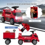 Elektrinis vaikiškas sunkvežimis su priekaba ir garso efektais (Raudona)