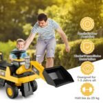 Vaikiškas ekskavatorius su vairu ir paslėpta daiktadėže (Geltona)