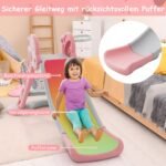 Vaikų 3-in-1 žaidimų aikštelė: čiuožykla krepšinio lankas kopėtėlės (Rožinė)