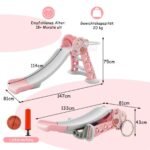 Vaikų 3-in-1 žaidimų aikštelė: čiuožykla krepšinio lankas kopėtėlės (Rožinė)