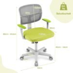 Reguliuojamo aukščio ergonomiška vaikiška biuro kėdė (Žalia)