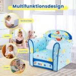 Vaikiška sofa su mediniu rėmu (Mėlyna)