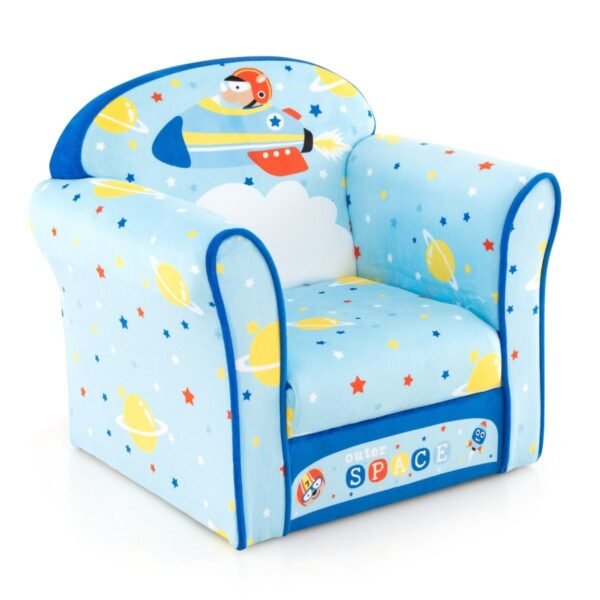 Vaikiška sofa su mediniu rėmu (Mėlyna)