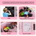 Vaikiška virtuvėlė su priedais ir rašymo lenta (Šviesiai rožinė)