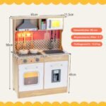 Medinė vaikiška virtuvėlė su garsais šviesomis ir priedais (Spalvota)
