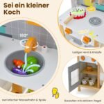 Medinė vaikų žaidimų virtuvėlė su priedais (Pilka)