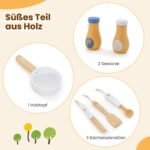 Medinė vaikų žaidimų virtuvėlė su priedais (Pilka)