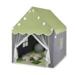 Vaikų žaidimų palapinė su švieselėmis ir langu (Žalia)