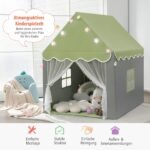 Vaikų žaidimų palapinė su švieselėmis ir langu (Žalia)