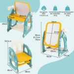 Daugiafunkcė vaikiška dailės lenta su kėdute ir priedais (Mėlyna ir geltona)