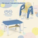 Vaikiškas stalo ir kėdžių komplektas su dinozauro motyvu (Mėlyna ir geltona)