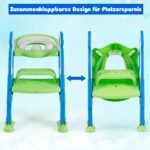 Tualeto kėdutė su kopėtėlėmis ir rankenomis mažyliams (Mėlyna ir žalia)