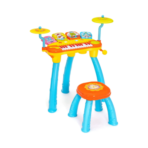 Elektroninis klavišinių instrumentų ir būgnų rinkinys su mikrofonu (Mėlyna)