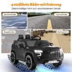 Elektrinis vaikiškas automobilis su 2.4G nuotolinio valdymo pulteliu ir amortizacija (Juoda)