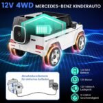Elektrinis vaikiškas automobilis su 2.4G nuotolinio valdymo pultu ir šviesomis (Balta)