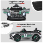 Elektrinis vaikiškas automobilis su nuotoliniu pulteliu ir LED šviesomis (Sidabrinė)
