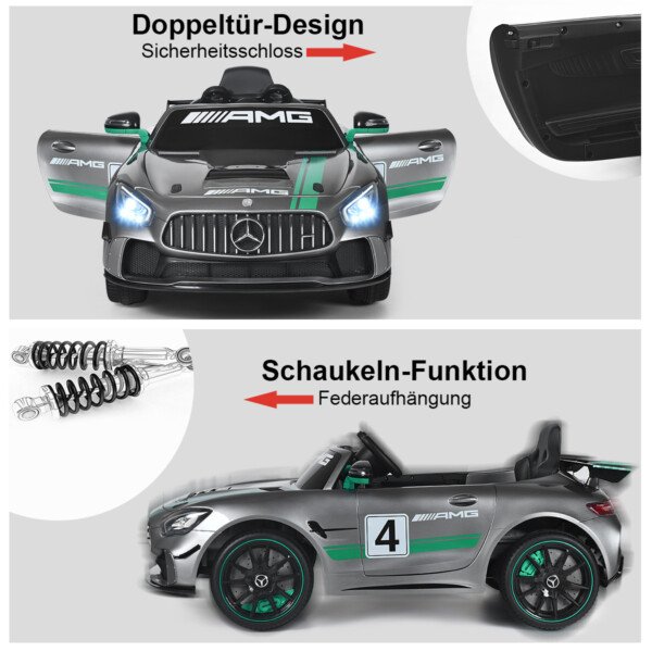 Elektrinis vaikiškas automobilis su nuotoliniu pulteliu ir LED šviesomis (Sidabrinė)