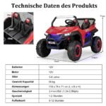 Elektrinis dvivietis automobilis vaikams su nuotolinio valdymo pulteliu (Raudona)