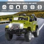 Elektrinis vaikiškas automobilis su muzika ir nuotolinio valdymo pulteliu (Žalia)