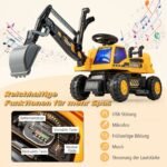 Vaikiškas elektrinis ekskavatorius su reguliuojamu kaušu ir muzika (Geltona)