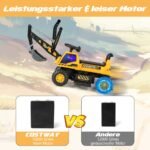 Vaikiškas elektrinis ekskavatorius su reguliuojamu kaušu ir muzika (Geltona)