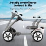 Elektrinis kartingas vaikams su LED šviesa ir reguliuojama vairo padėtimi (Balta)