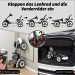 Elektrinis kartingas vaikams su LED šviesa ir reguliuojama vairo padėtimi (Balta)