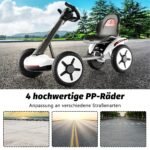 Elektrinis kartingas vaikams su LED šviesa ir reguliuojama vairo padėtimi (Balta)