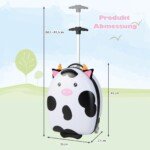 Vaikiškas kelioninis lagaminas su teleskopine rankena ir LED ratukais (Juoda ir balta)