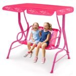 Dvivietės lauko sūpynės su reguliuojamu stogeliu (Rožinė)