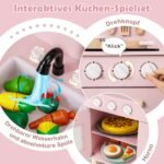 Medinė virtuvėlė su garso ir šviesos efektais (Rožinė)