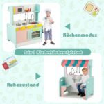 Dvipusė vaikiška virtuvėlė su kriaukle ir valgomojo zona (Spalvota)