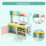 Dvipusė vaikiška virtuvėlė su kriaukle ir valgomojo zona (Spalvota)