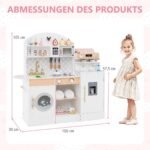 Vaikiška medinė virtuvėlė su priedais (Balta)