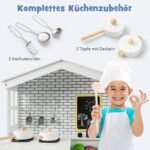 Medinė vaikų virtuvėlė su lenta (Balta)