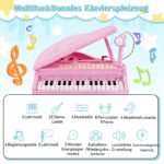 Vaikiškas pianinas su LED apšvietimu ir mikrofonu (Rožinė)