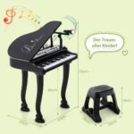 Elektroninis klavišinis instrumentas su 37 klavišais ir kėdute (Juoda)