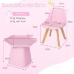 Vaikiškas stalas ir dvi kėdutės iš buko medienos (Rožinė)