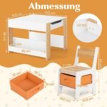 Vaikiškas stalas su kėdutėmis ir knygų lentynomis (Natūrali)