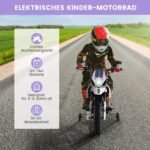 Elektrinis vaikiškas motociklas su atraminiais ratukais ir muzika (Balta)