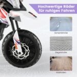 Elektrinis vaikiškas motociklas su atraminiais ratukais ir muzika (Balta)
