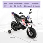 Elektrinis vaikiškas motociklas su atraminiais ratukais ir muzika (Balta)