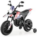 Elektrinis vaikiškas motociklas su atraminiais ratukais ir muzika (Balta)